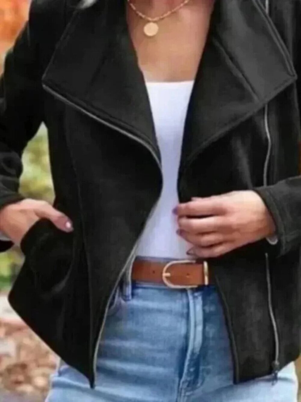 NEW Black Jacket All Season Fashion Style Moto Hip Hop Coat Size XL Extra Large